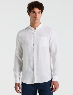 Camisa casual Original Penguin de lino manga larga para hombre