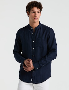 Camisa casual Original Penguin de lino manga larga para hombre