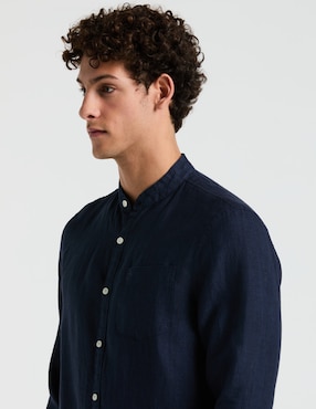 Camisa casual Original Penguin de lino manga larga para hombre