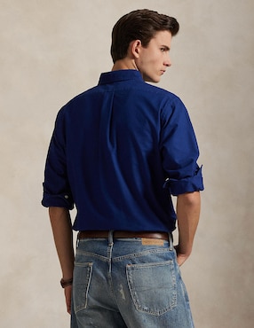 Camisa casual Polo RL de algodón manga larga para hombre