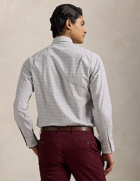 Camisa casual Polo RL de algodón manga larga para hombre