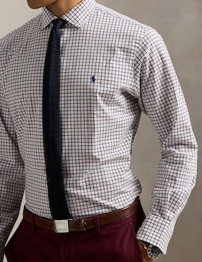 Camisa casual Polo RL de algodón manga larga para hombre
