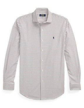 Camisa casual Polo RL de algodón manga larga para hombre