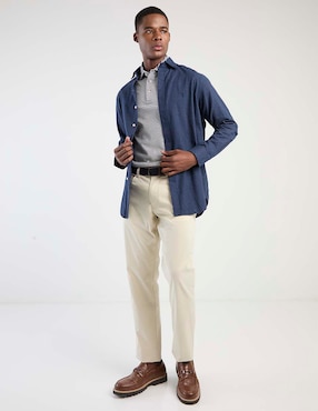 Sobrecamisa casual polo RL de algodón manga larga para hombre