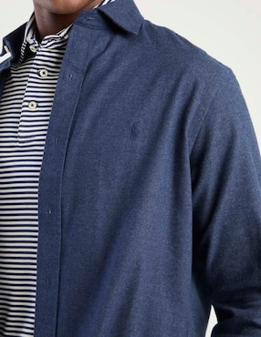 Sobrecamisa casual polo RL de algodón manga larga para hombre