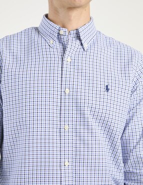 Camisa casual Polo Rl de algodón manga larga para hombre