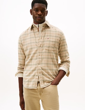 Camisa casual Tommy Hilfiger de algodón manga larga para hombre