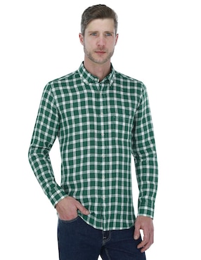 Camisa casual scappino de lino manga larga para hombre