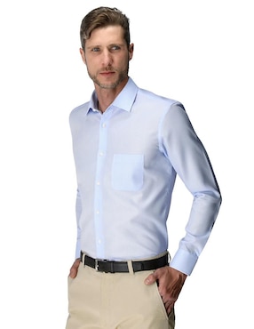 Camisa business casual Scappino de algodón manga larga para hombre