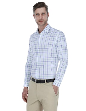 Camisa business casual Scappino de algodón manga larga para hombre