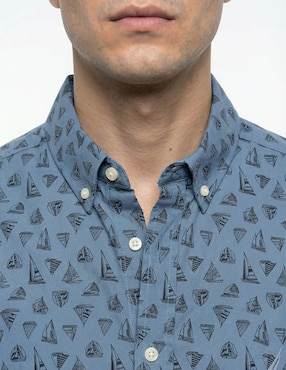 Camisa casual Nautica de algodón manga corta para hombre
