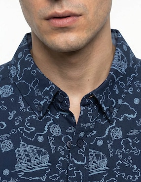 Camisa casual Nautica de algodón manga corta para hombre