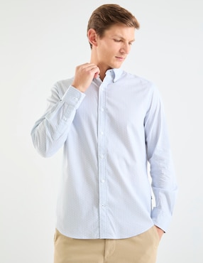 Camisa casual Nautica de algodón manga larga para hombre