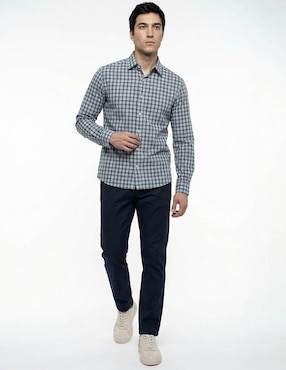 Camisa casual Nautica de algodón manga larga para hombre