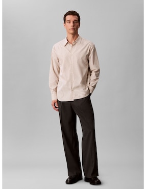 Camisa casual Calvin Klein de algodón manga larga para hombre