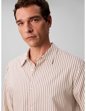 Camisa casual Calvin Klein de algodón manga larga para hombre