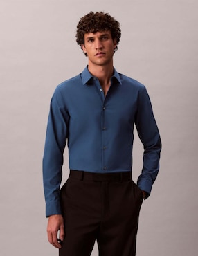 Camisa casual Calvin Klein de algodón manga larga para hombre