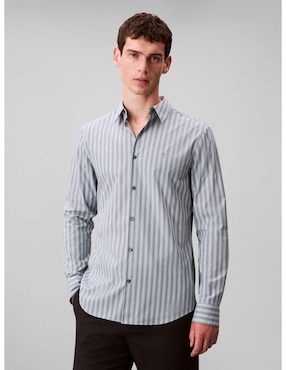 Camisa casual Calvin Klein de algodón manga larga para hombre