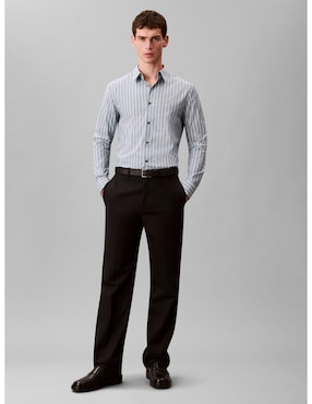 Camisa casual Calvin Klein de algodón manga larga para hombre