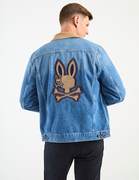 Chamarra denim Psycho Bunny de mezclilla con bolsillos para hombre