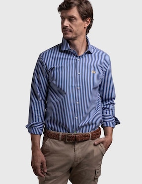 Camisa business casual La Martina de algodón manga larga para hombre