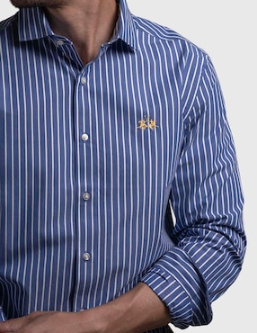 Camisa business casual La Martina de algodón manga larga para hombre