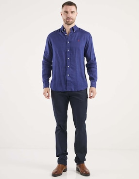 Camisa casual Polo Ralph Lauren de lino manga larga para hombre