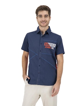 Camisa casual Nautica Jeans de algodón manga corta para hombre