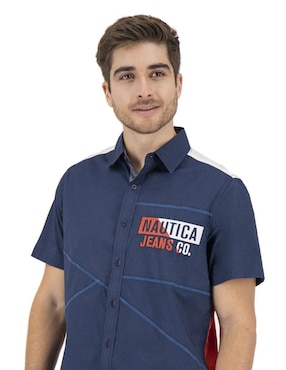 Camisa casual Nautica Jeans de algodón manga corta para hombre