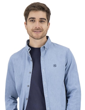 Camisa casual Nautica Jeans de algodón manga larga para hombre