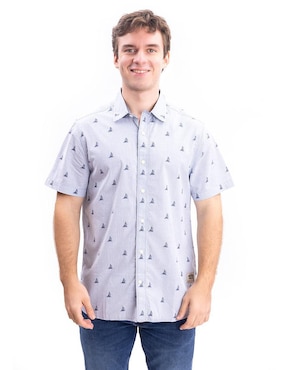 Camisa casual Nautica Jeans de algodón manga corta para hombre