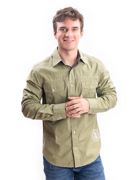 Camisa casual Nautica Jeans de algodón manga larga para hombre