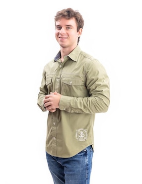 Camisa casual Nautica Jeans de algodón manga larga para hombre