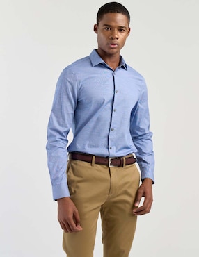 Camisa casual Perry Ellis de algodón manga larga para hombre