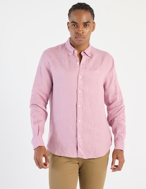 Camisa casual Psycho Bunny de lino manga larga para hombre