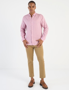 Camisa casual Psycho Bunny de lino manga larga para hombre