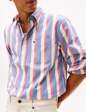 Camisa casual Tommy Hilfiger de algodón manga larga para hombre