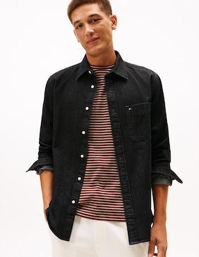 Sobrecamisa casual Tommy Hilfiger de algodón manga larga para hombre