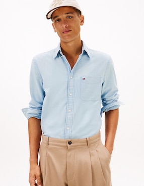 Camisa casual Tommy Hilfiger de algodón manga larga para hombre