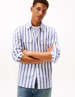 Camisa casual Tommy Hilfiger de algodón manga larga para hombre