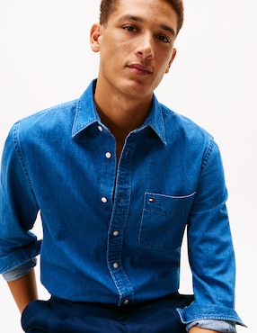 Camisa casual Tommy Hilfiger de algodón manga larga para hombre