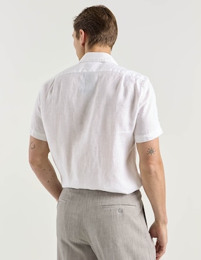 Camisa casual Scappino de lino manga corta para hombre