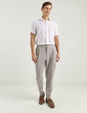 Camisa casual Scappino de lino manga corta para hombre
