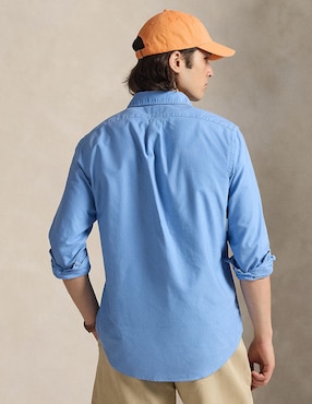 Camisa business casual Polo RL de algodón manga larga para hombre