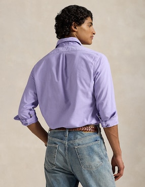 Camisa casual Polo Rl de algodón manga larga para hombre