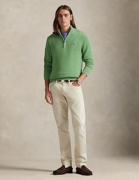 Suéter Polo Rl cuello con cierre para hombre