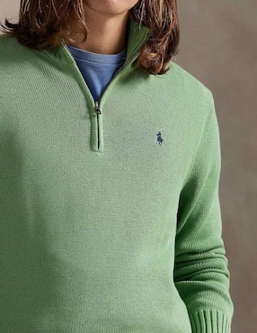 Suéter Polo Rl cuello con cierre para hombre