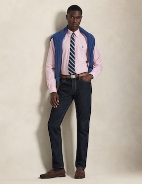 Camisa business casual Polo Rl de algodón manga larga para hombre
