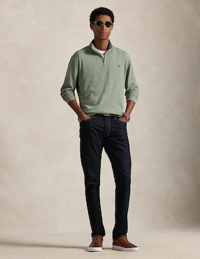 Suéter Polo Rl cuello con cierre para hombre