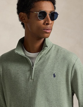 Suéter Polo Rl cuello con cierre para hombre